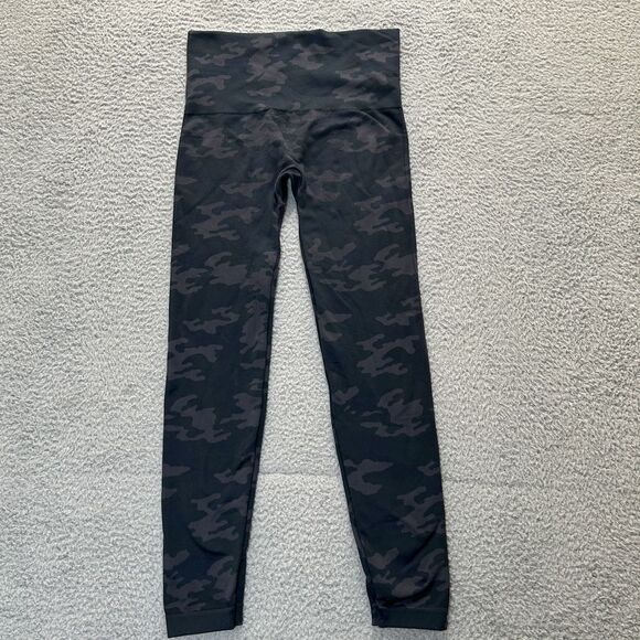 Spanx Leggings Womens Large Black Green Camo Look At Me Now Seamless High Waist - Picture 8 of 11
